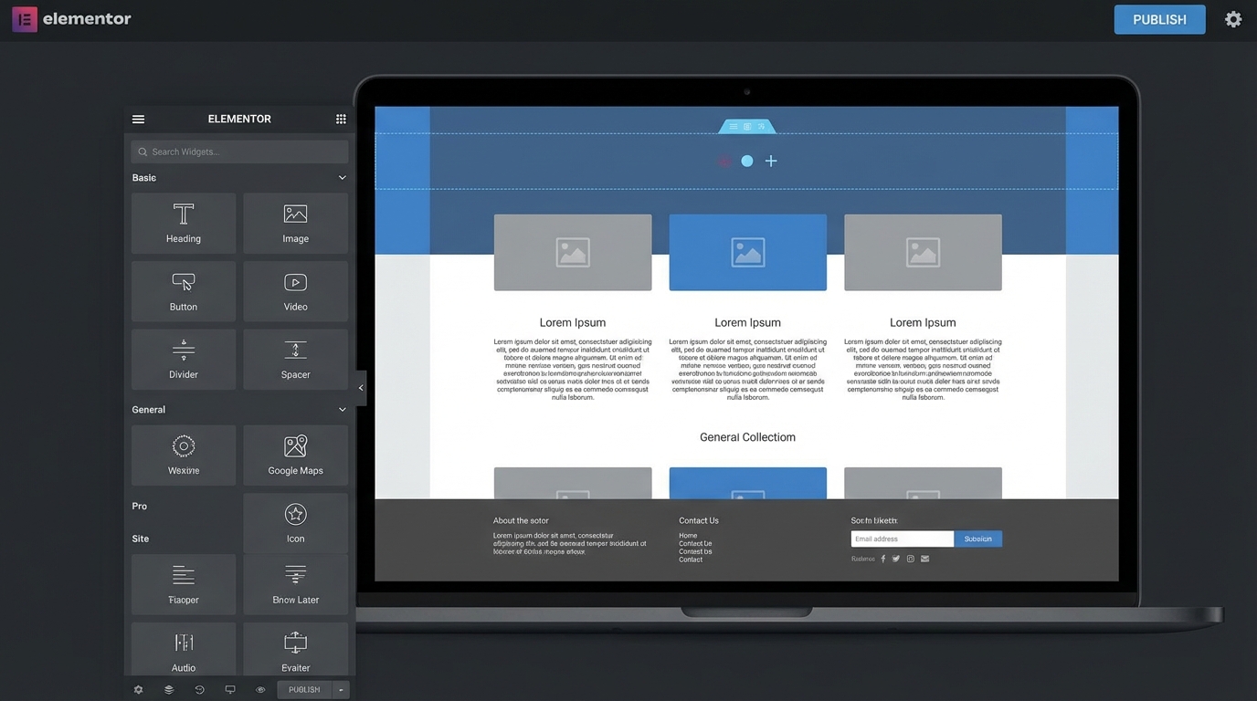 Giao diện kéo thả trực quan của Elementor wordpress builder - Thiết kế web không code: Bí quyết tuyệt vời cho người mới